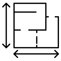 Icon showing dimensions for space planning