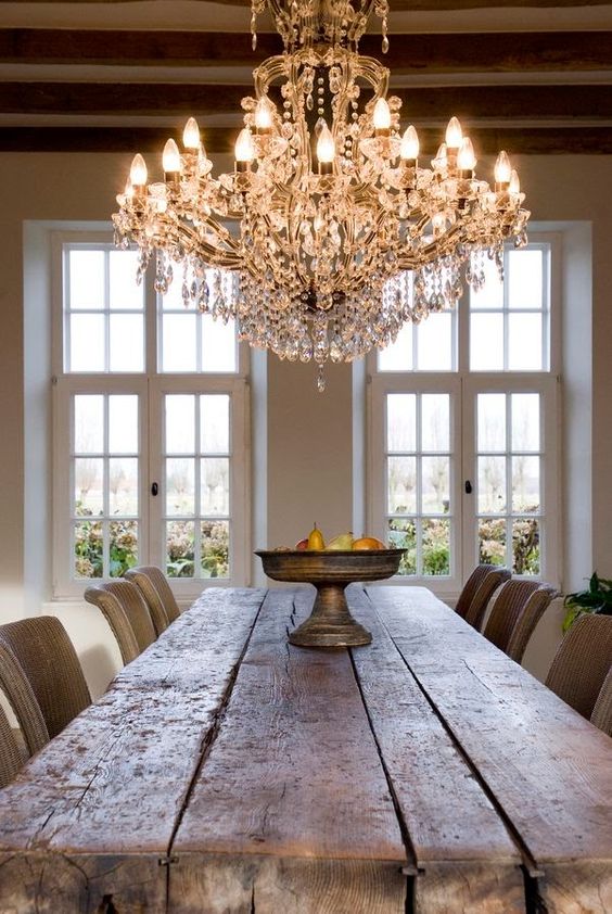 Interior Design example of Dining room with chandelier